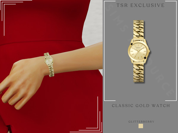 Sims 4 — Classic Gold Watch by Glitterberryfly — A classic gold watch. Comes in gold and silver