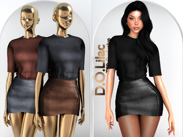 Sims 4 — Rebel Chic Set DO159 by DOLilac — Includes: (Top + Bottom)