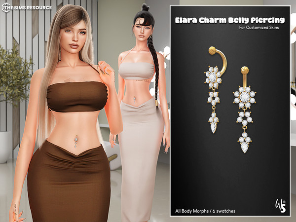 Sims 4 — (Wisteria) Elara Charm_BellyButtonPiercing (for customized skins) by WisteriaSims — A sleek and feminine set