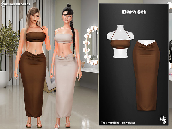 Sims 4 — (Wisteria) Elara Set - MaxiSkirt by WisteriaSims — A sleek and feminine set designed to enhance your sim's