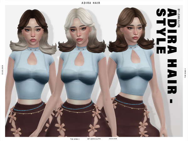 Sims 4 — Adira Curtain Bangs Hairstyle by Leah_Lillith — There is optional recolor (color wheel) which can be found in