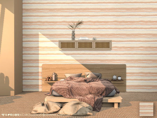 Sims 4 — Terra Wall by Caroll912 — A single swatch warm-toned wallpaper in striped pattern. Suitable for indoor use,