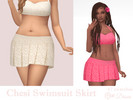 Sims 4 — Chesi Swimsuit Skirt by Dissia — Low waist pleated cheetah or leopard pattern swimwear bottom