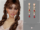 Sims 4 — PATREON- Pink and Ruby Dangle Earrings by Glitterberryfly — A dangle earring set in gold with pink and red