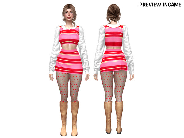 Sims 4 — DAPHS - Clothes SET528 - Mini Skirt C1731 - TSR by Daph's — A cute and trendy outfit set featuring a striped