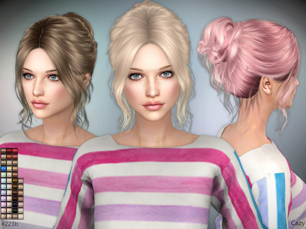 Sims 4 — Cindy B - Female Hairstyle by Cazy — Female hairstyle, 43 colors. All LOD, hats support.