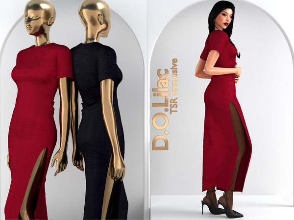 Sims 4 — Maxi Slit Dress DO2203 by DOLilac — Custom thumbnail