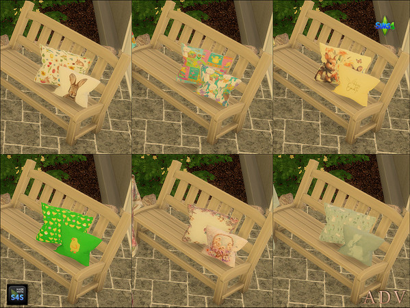Sims 4 — ADV_Mabra_s4EasterSet02_pillows by MABRA2 — Easter pillows in 6 swatches