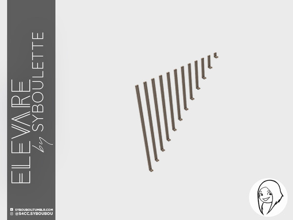 Sims 4 — Elevare - Ceiling Rail Decor (left - Short) by Syboubou — Those are decor railing that will fit any stairs to