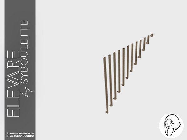 Sims 4 — Elevare - Ceiling Rail Decor (Right- Short) by Syboubou — Those are decor railing that will fit any stairs to