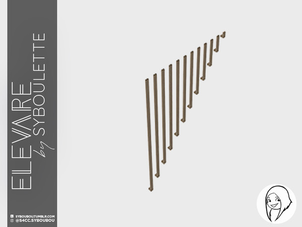 Sims 4 — Elevare - Ceiling Rail Decor (Right- Medium) by Syboubou — Those are decor railing that will fit any stairs to