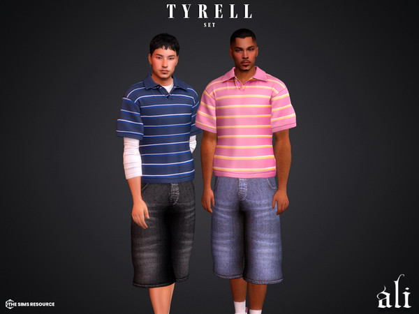 Sims 4 — TYRELL set by ali1 — 3 Piece Set including: Jorts and 2 Polo Shirts with and without sleeves