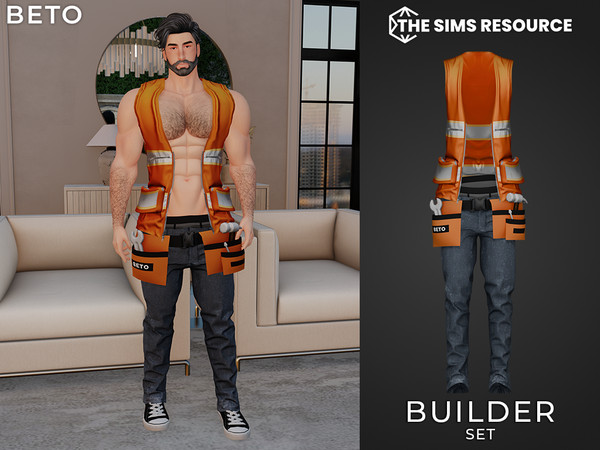 Sims 4 — By Beto - Builder (Top) by Beto_ae0 — Sexy construction worker outfit for your fantasies and stories, enjoy!