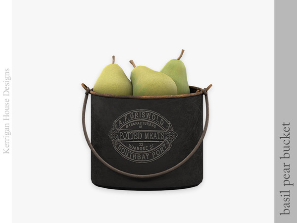 Sims 4 — Basil Pear Bucket by kerriganhouse — A set of cute vintage kitchen clutter.