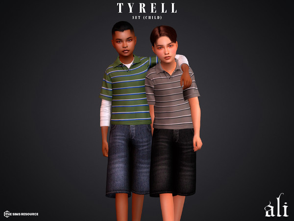 Sims 4 — TYRELL set (child) by ali1 — 3 Piece Set including: Jorts and 2 Polo Shirts with and without sleeves