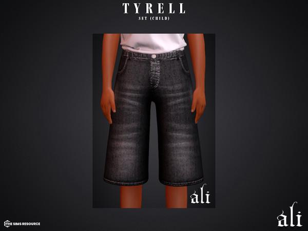 Sims 4 — TYRELL denim shorts (child) by ali1 — 3 Piece Set including: Jorts and 2 Polo Shirts with and without sleeves