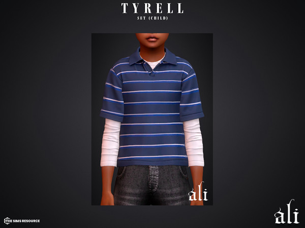 Sims 4 — TYRELL top v1 (child) by ali1 — 3 Piece Set including: Jorts and 2 Polo Shirts with and without sleeves