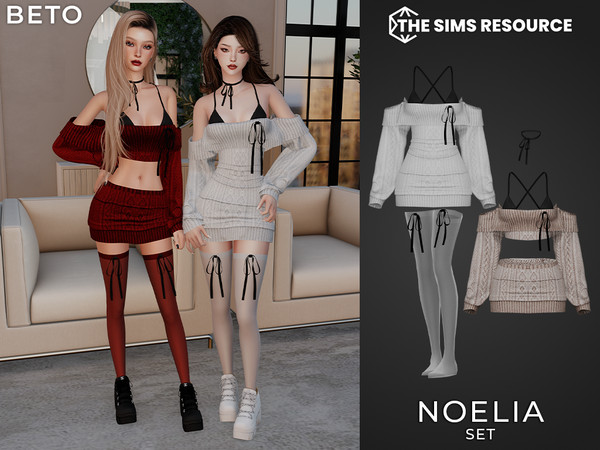 Sims 4 — By Beto - Noelia (Dress) by Beto_ae0 — A slightly alternative and cute feminine outfit with included long