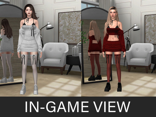 Sims 4 — By Beto - Noelia (Necklace) by Beto_ae0 — A slightly alternative and cute feminine outfit with included long