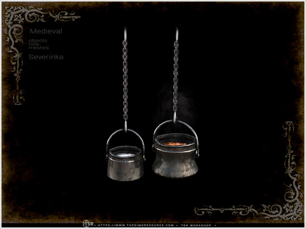 Sims 4 — Medieval - grill soup pots by Severinka_ — A set of furniture and decor in the Medieval style for decorating a