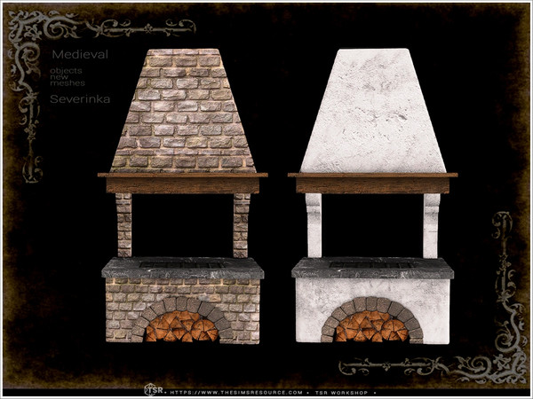 Sims 4 — Medieval - grill by Severinka_ — A set of furniture and decor in the Medieval style for decorating a kitchen,