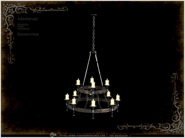 Sims 4 — Medieval - ceiling lamp with candles TALL by Severinka_ — A set of furniture and decor in the Medieval style for