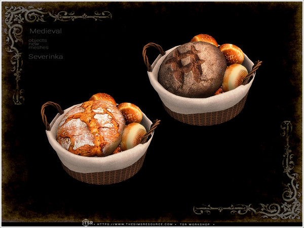 Sims 4 — Medieval - bread in basket by Severinka_ — A set of furniture and decor in the Medieval style for decorating a