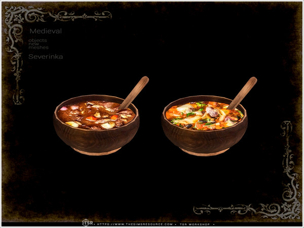 Sims 4 — Medieval - soup by Severinka_ — A set of furniture and decor in the Medieval style for decorating a kitchen,
