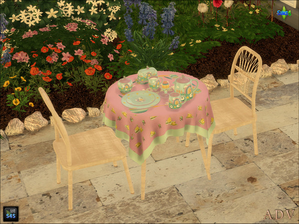 Sims 4 — ADV_Mabra_s4EasterSet18_diningtable by MABRA2 — Dining table with chair and Easter tableware