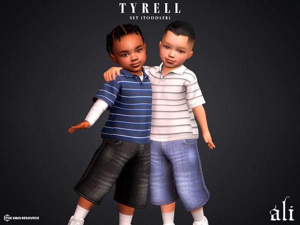 Sims 4 — TYRELL set (toddler) by ali1 — 3 Piece Set including: Jorts and 2 Polo Shirts with and without sleeves