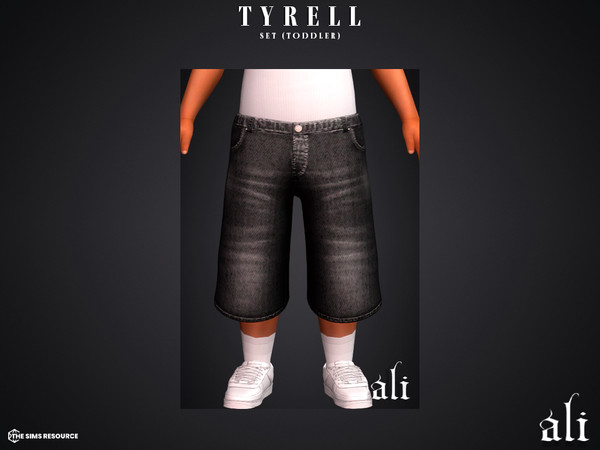 Sims 4 — TYRELL denim shorts (toddler) by ali1 — 3 Piece Set including: Jorts and 2 Polo Shirts with and without sleeves