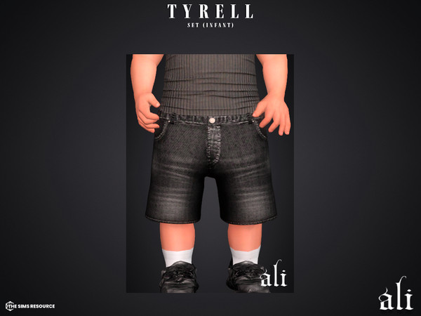 Sims 4 — TYRELL denim shorts (infant) by ali1 — 3 Piece Set including: Jorts and 2 Polo Shirts with and without sleeves