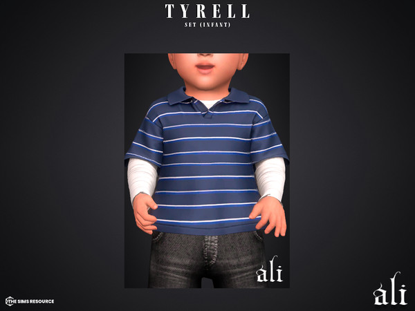 Sims 4 — TYRELL top v1 (infant) by ali1 — 3 Piece Set including: Jorts and 2 Polo Shirts with and without sleeves