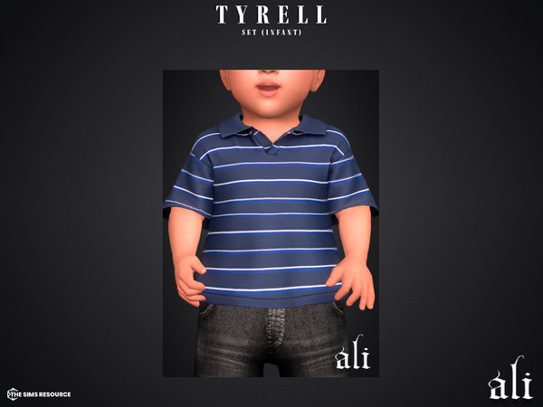 Sims 4 — TYRELL top v2 (infant) by ali1 — 3 Piece Set including: Jorts and 2 Polo Shirts with and without sleeves