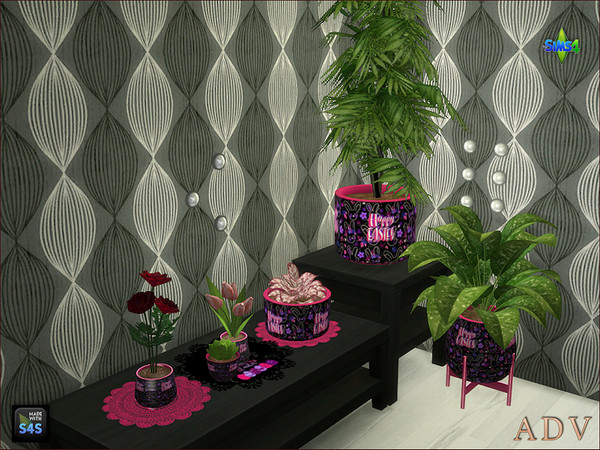 Sims 4 — ADV_Mabra_s4EasterSet10_plantpotv1 by MABRA2 — A set of plantpots in 6 sizes and a plantpot stand