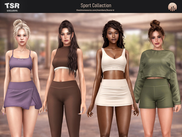 Sims 4 — SET-Sport Collection BD1663 by busra-tr — - Set Inclued : Top x4 - Short - Legging - Skort - Short - Skirt - 5