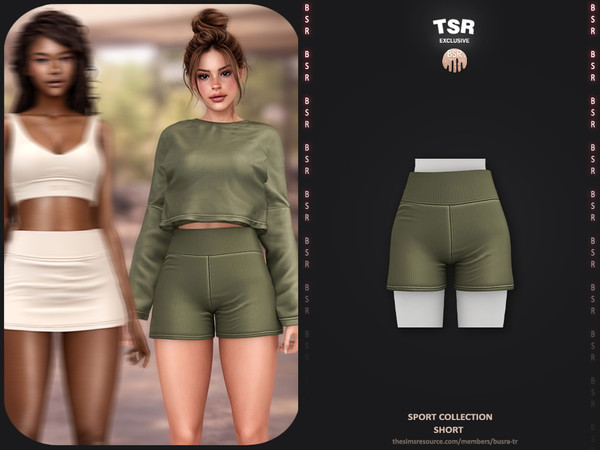 Sims 4 — Sport Collection - 3 Short BD1663 by busra-tr — - Set Inclued : Top x4 - Short - Legging - Skort - Short - Skirt