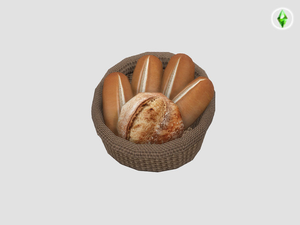 Sims 4 — Honey Bun Bakery Bread Basket Small by SaeraMaples — Decorative bread set and shelves add-on for the Honey Bun