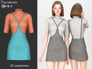 Sims 4 — Amani Pinafore Dress with Turtleneck by talarian — Layered outfit combining a fitted short-sleeve turtleneck