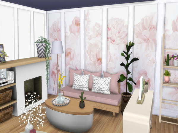 Sims 4 — Peony Mural Panels by lavilikesims — A set that is 4 wide, all wall heights and 2 plain panels