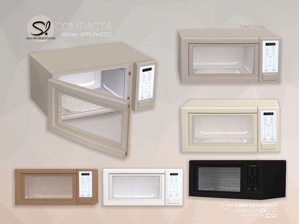 Sims 4 — Compacta Kitchen Microwave Oven by SIMcredible! — blablabla by SIMcredibledesigns.com - Fridge [FUNCTIONAL]