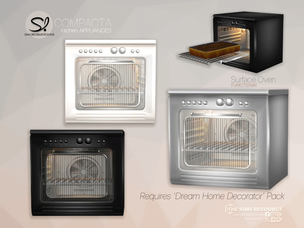 Sims 4 — Compacta Kitchen Mini Oven Countertop by SIMcredible! — blablabla by SIMcredibledesigns.com - Fridge