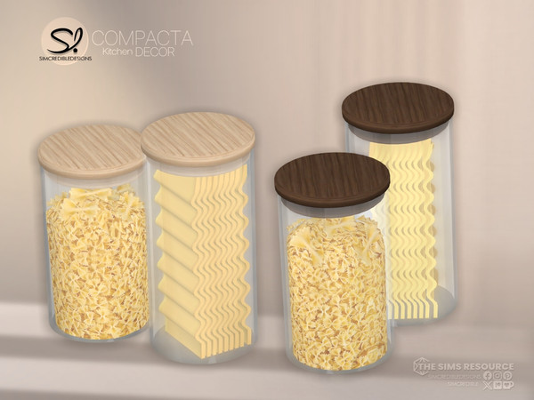 Sims 4 — Compacta Kitchen Glass Pantry Jars Tall by SIMcredible! — - Casserole Pot