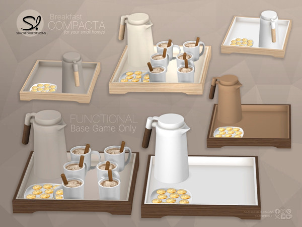 Sims 4 — Compacta Breakfast Hot Chocolate [Functional] by SIMcredible! — Hot chocolate tray is functional. All other