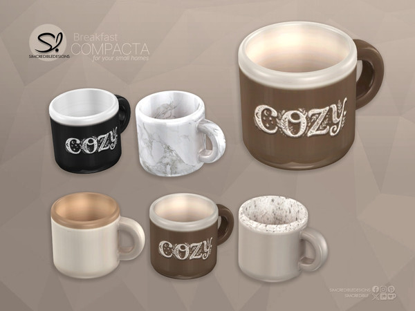 Sims 4 — Compacta Breakfast Mug by SIMcredible! — Hot chocolate tray is functional. All other items are decor only, like