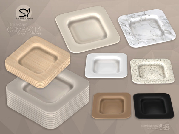 Sims 4 — Compacta Breakfast Plate by SIMcredible! — Hot chocolate tray is functional. All other items are decor only,