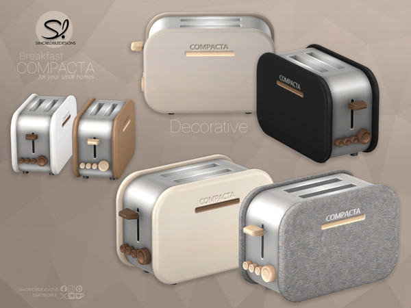 Sims 4 — Compacta Breakfast Toaster by SIMcredible! — Hot chocolate tray is functional. All other items are decor only,