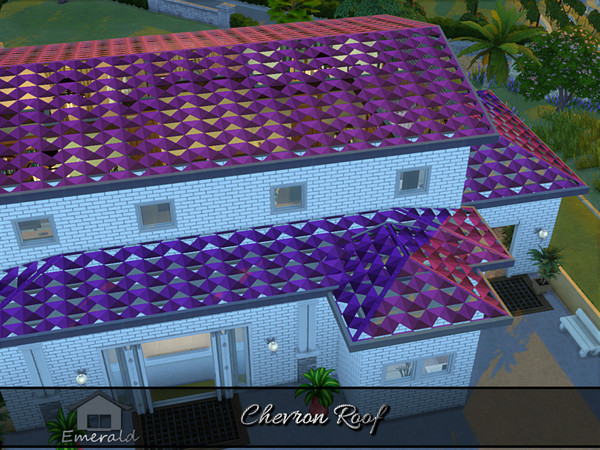 Sims 4 — Chevron Roof 3 by Emerald — Chevron roof was designed with the idea of unobstructed flow of water to maintain