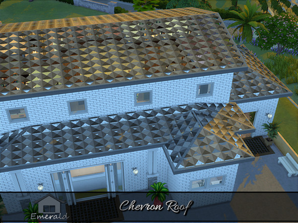 Sims 4 — Chevron Roof 8 by Emerald — Chevron roof was designed with the idea of unobstructed flow of water to maintain