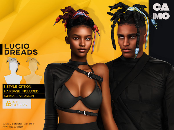 Sims 4 — CAMO - Lucio Dreads (Hair Base) by VentaStudio — Lucio Dreads